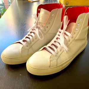 Givenchy Classic Paris 17 Mens High Top White Leather Sneakers Size EU43